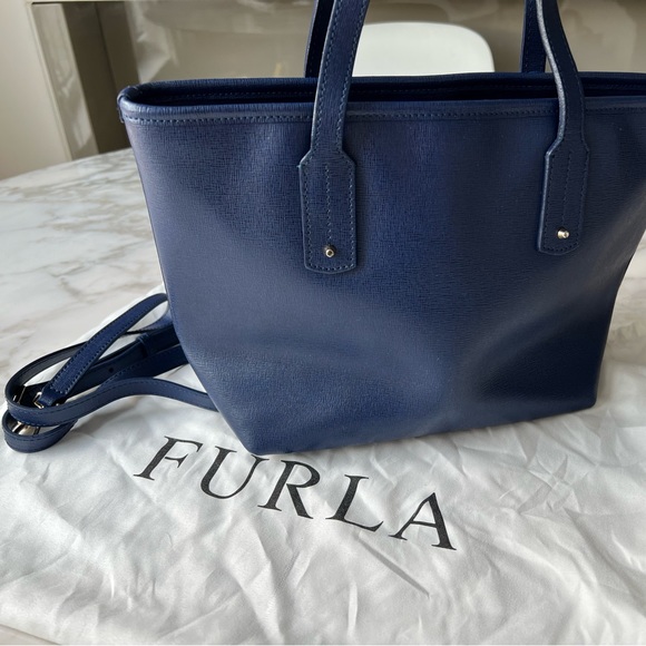 Furla Blue Leather Tote Bag with shoulder strap - Picture 4 of 9